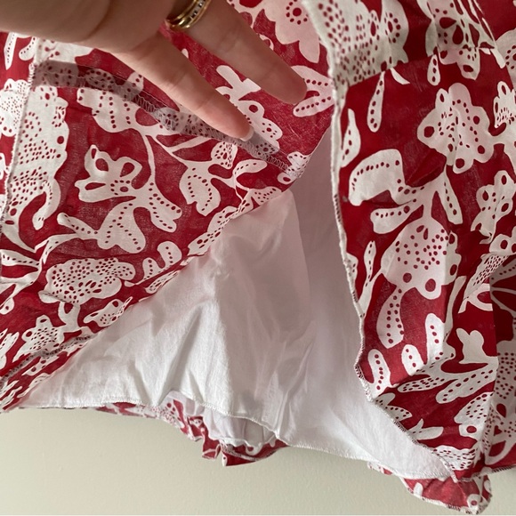 Zero Base Red and White Floral Patterned Skirt with Liner Size 36 - Picture 7 of 10